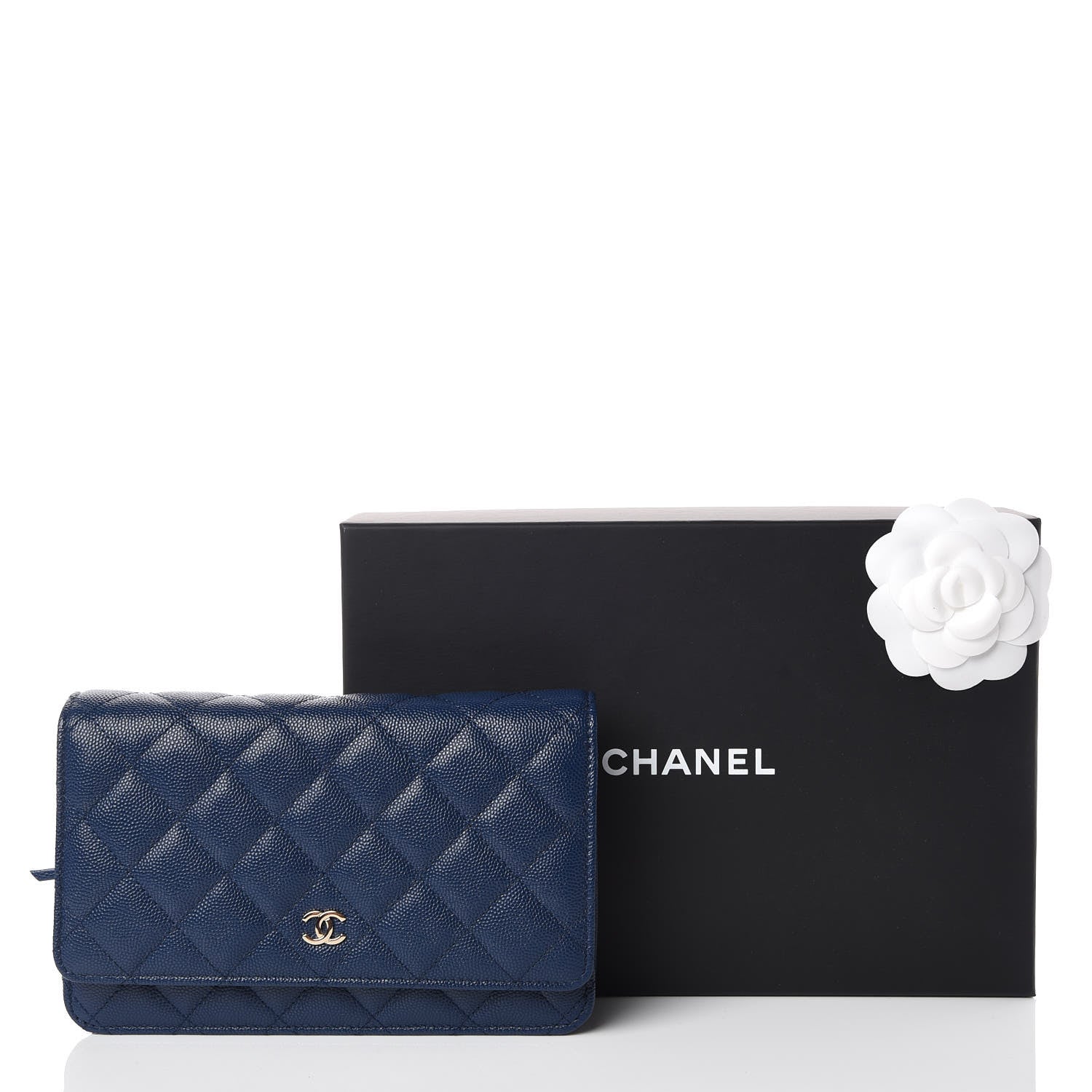 Chanel Caviar Quilted Wallet On Chain WOC Navy Blue 11 of 11
