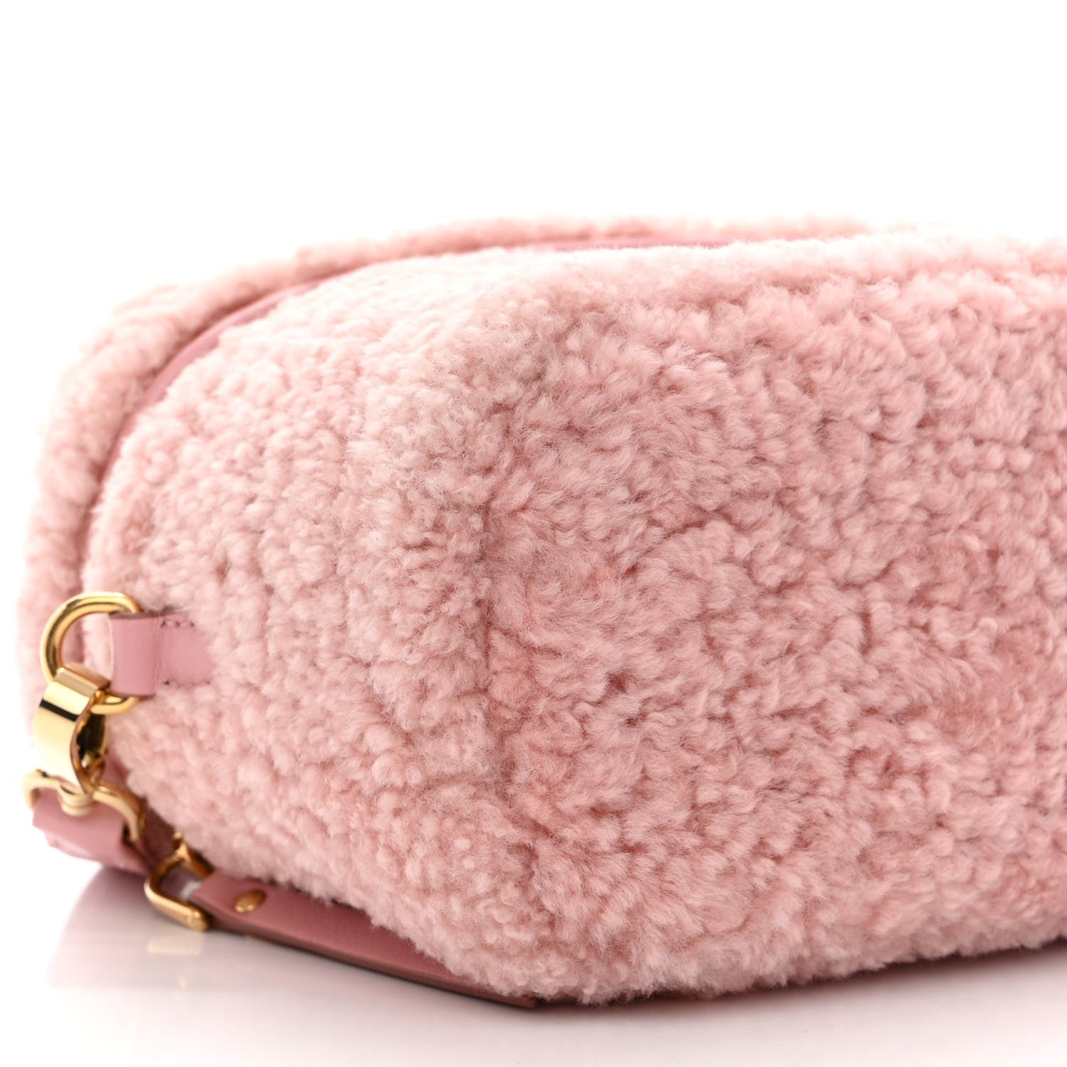 Miu Miu Montone Shearling Madras Mini Top Handle Vanity Case Rosa 9 of 10