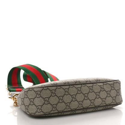 Gucci GG Supreme Monogram Textured Dollar Calfskin Web Small Ophidia GG Handbag Beige Ebony New Acero 4 of 10