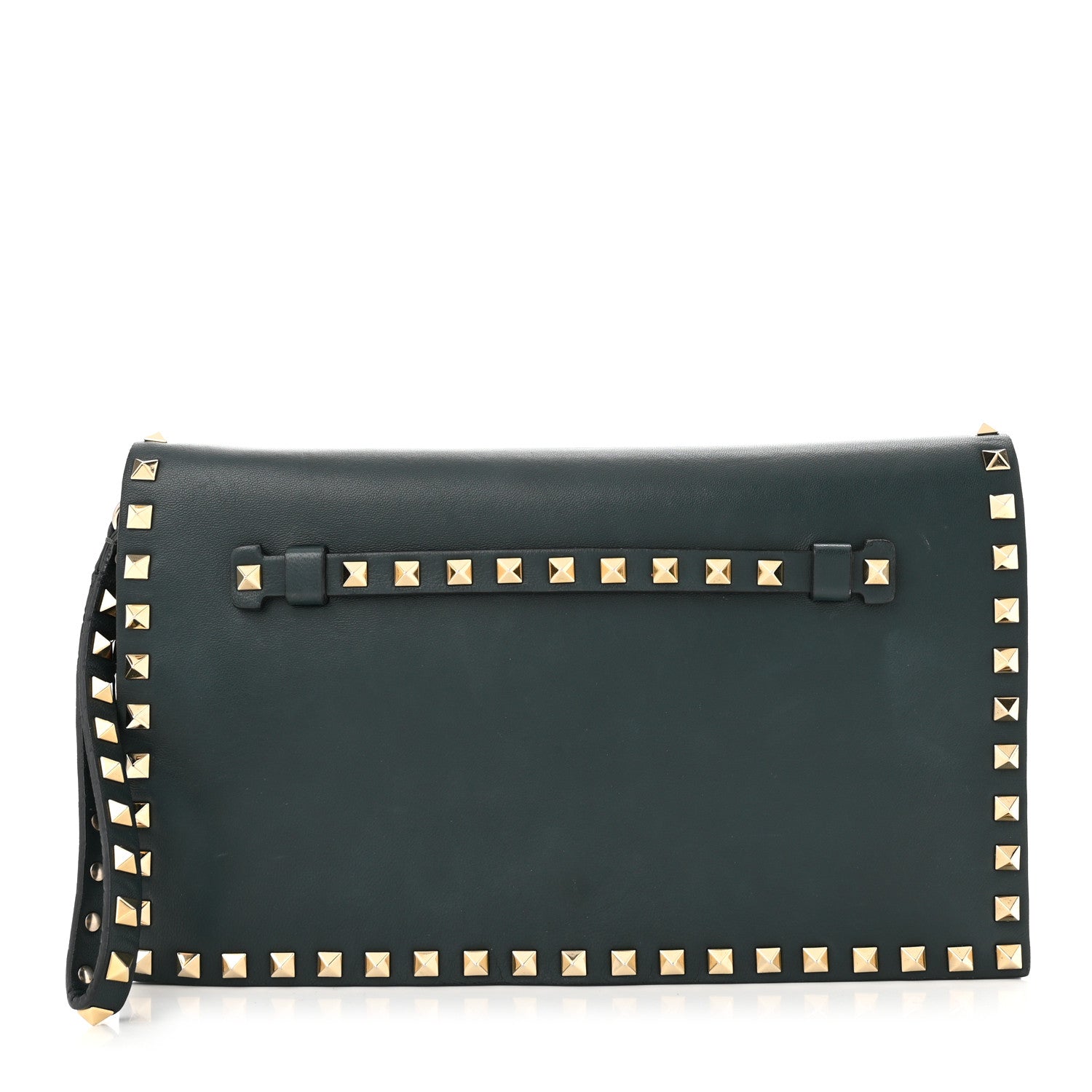 Valentino Garavani Nappa Rockstud Wristlet Clutch Jungle 1 of 10