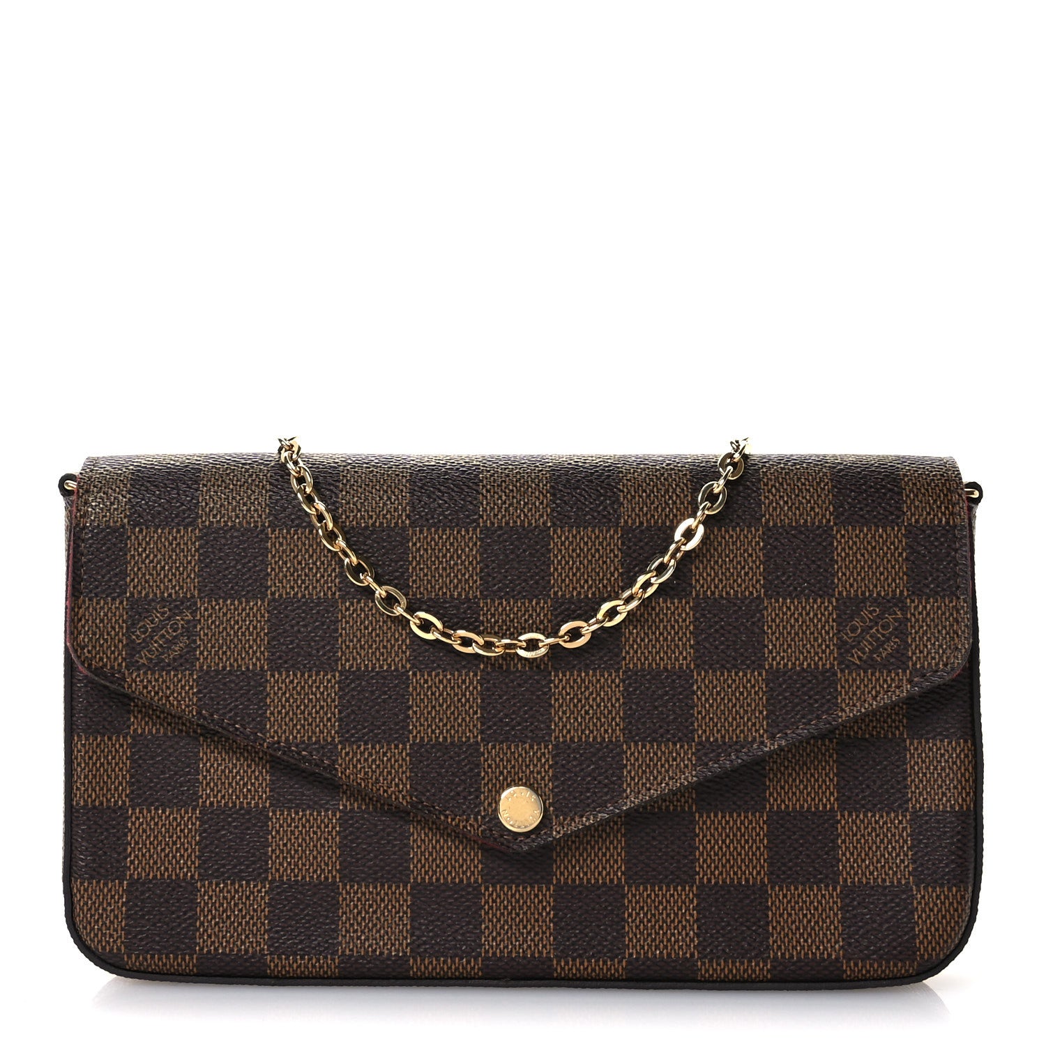 Louis Vuitton Damier Ebene Pochette Felicie Chain Wallet 2 of 11