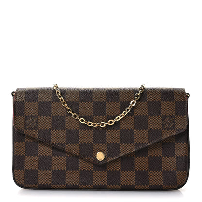 Louis Vuitton Damier Ebene Pochette Felicie Chain Wallet 2 of 11
