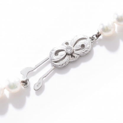 Mikimoto Platinum and Diamond 16" Cultured Akoya Pearl Necklace 4 of 7