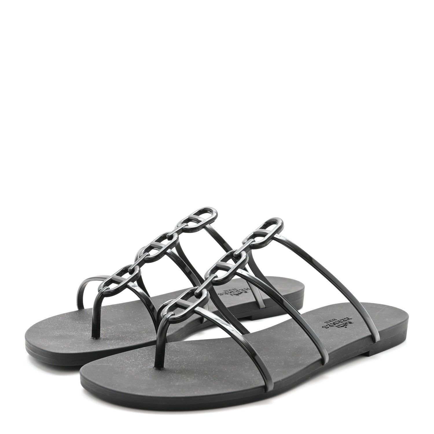 Hermes Rubber Womens Mykonos Sandals 38 Black 4 of 8