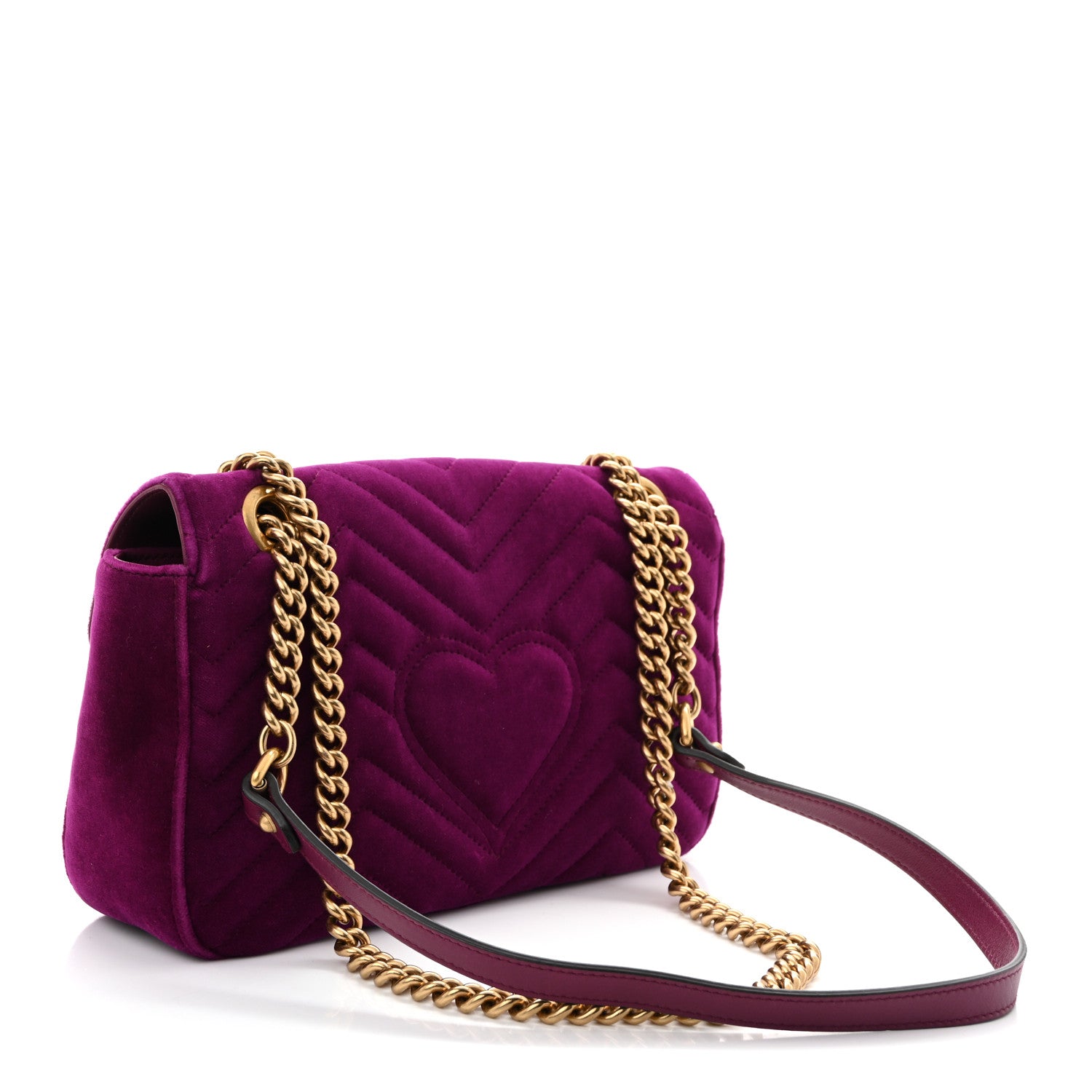 Gucci Velvet Matelasse Small GG Marmont Shoulder Bag Fuchsia Violet Cyclamen 3 of 10