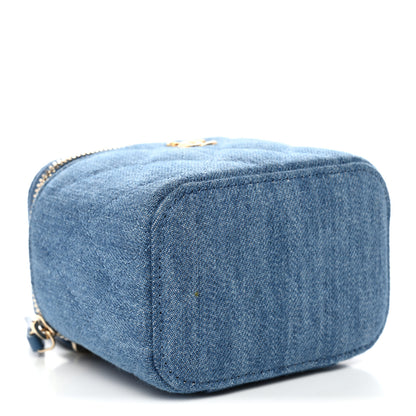 Chanel Denim Quilted Mini Pearl Crush Vanity Case With Chain 4 of 10