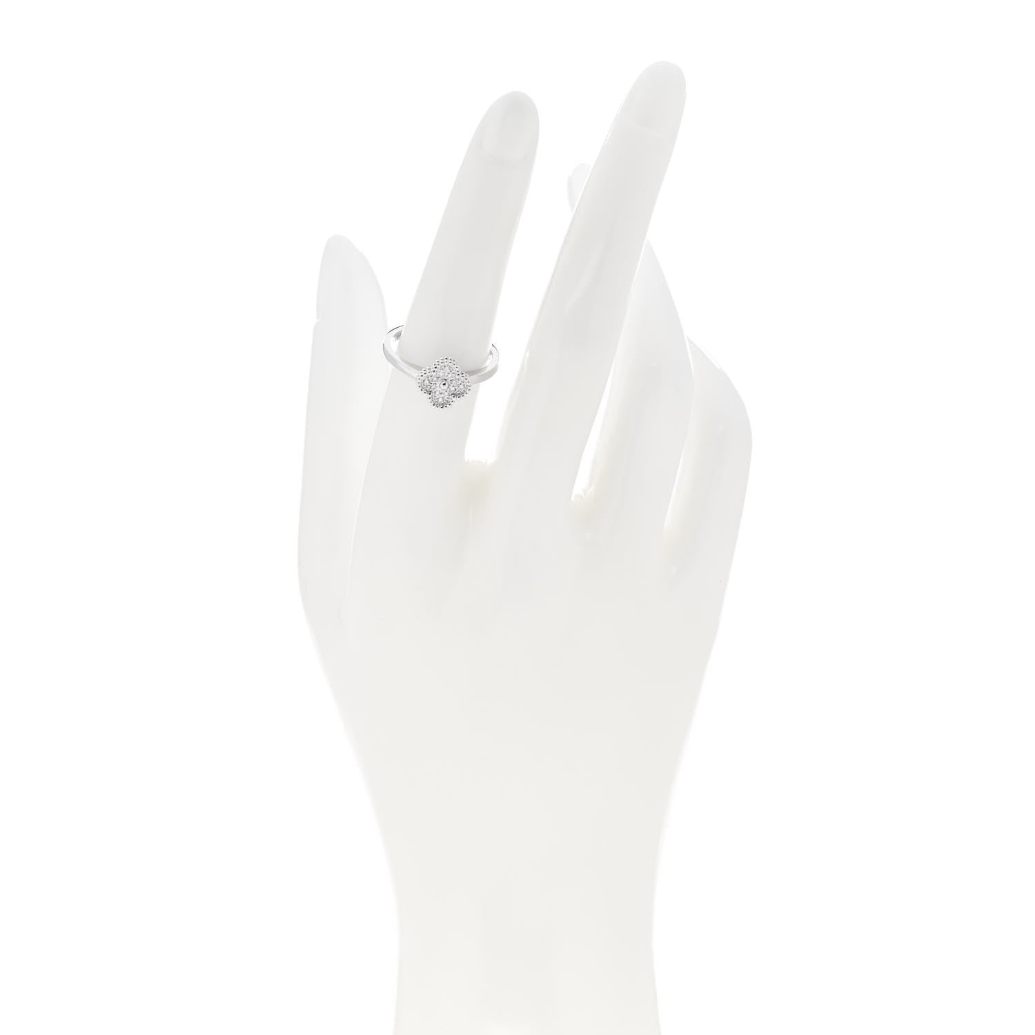 Van Cleef & Arpels 18K White Gold Diamond Sweet Alhambra Ring 53 6.5 2 of 6