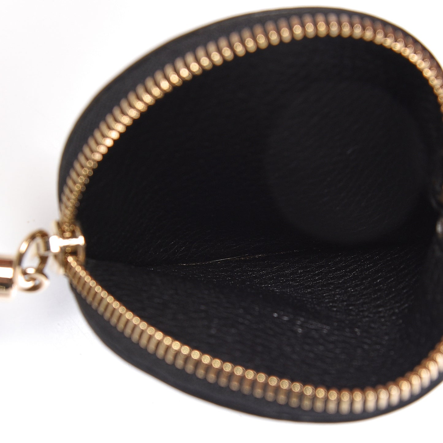 Pebbled Calfskin Round Coin Purse Black