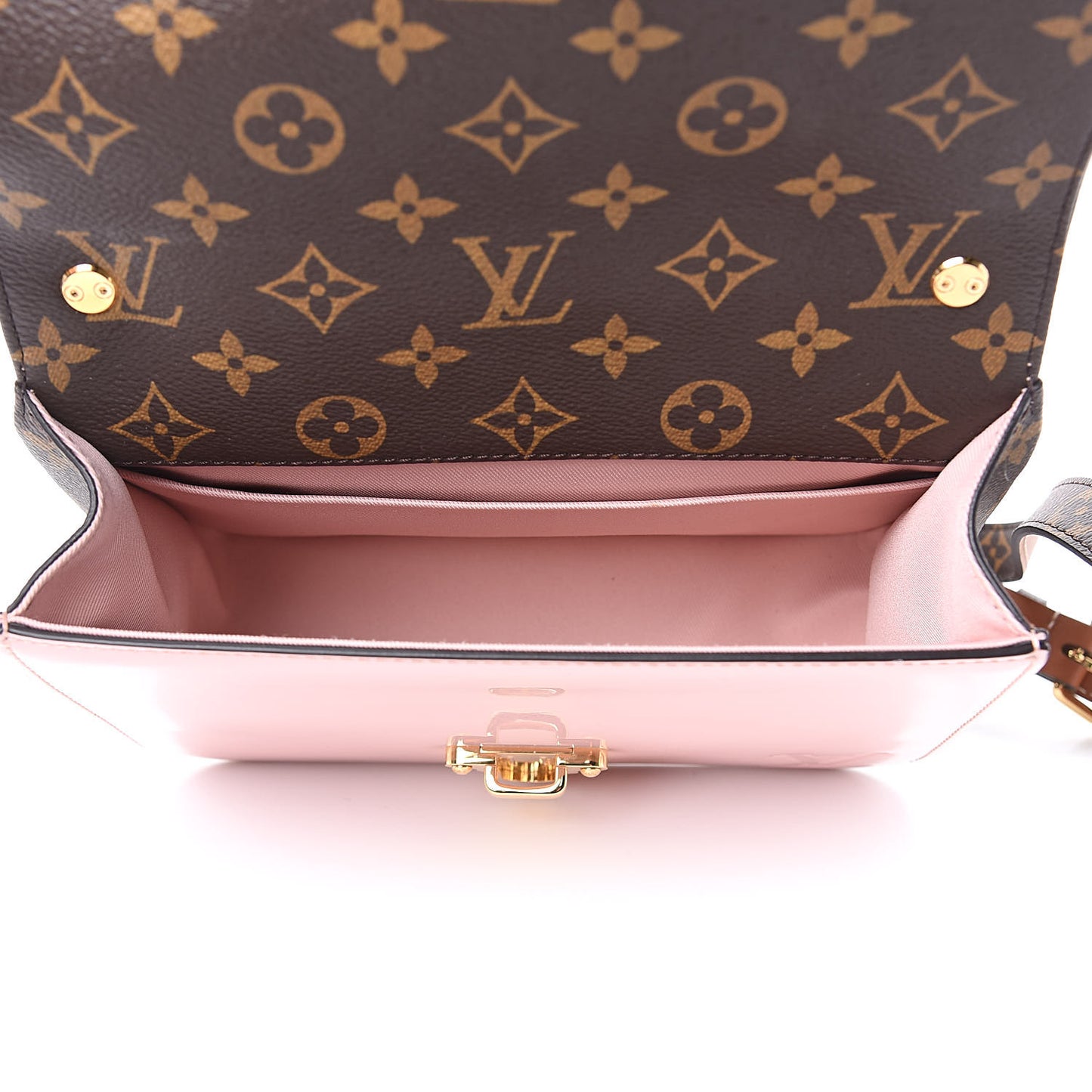 Patent Calfskin Monogram Cherrywood BB Rose Ballerine