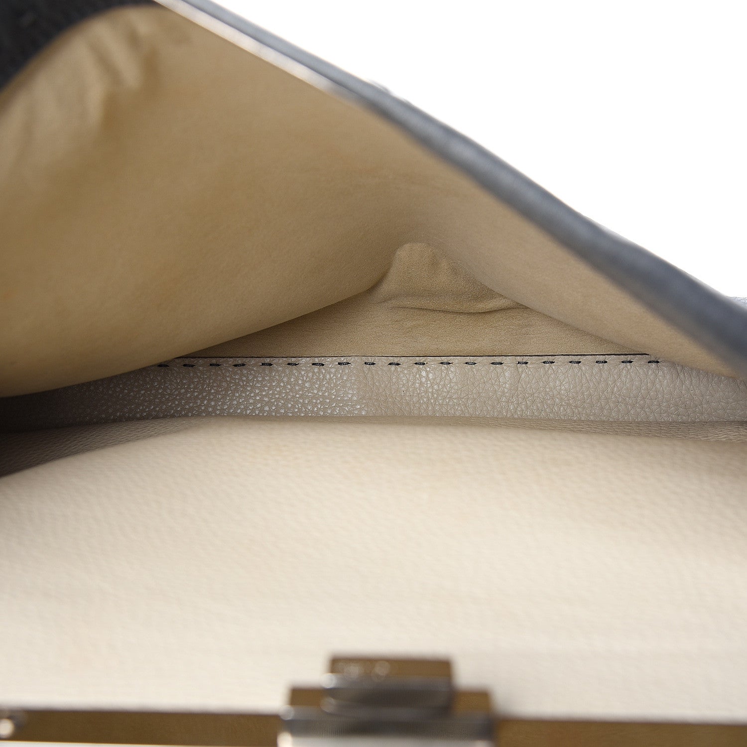 Fendi Cuoio Romano Selleria Bi-Color Large Peekaboo Iconic Satchel Asfalto Latte 7 of 10