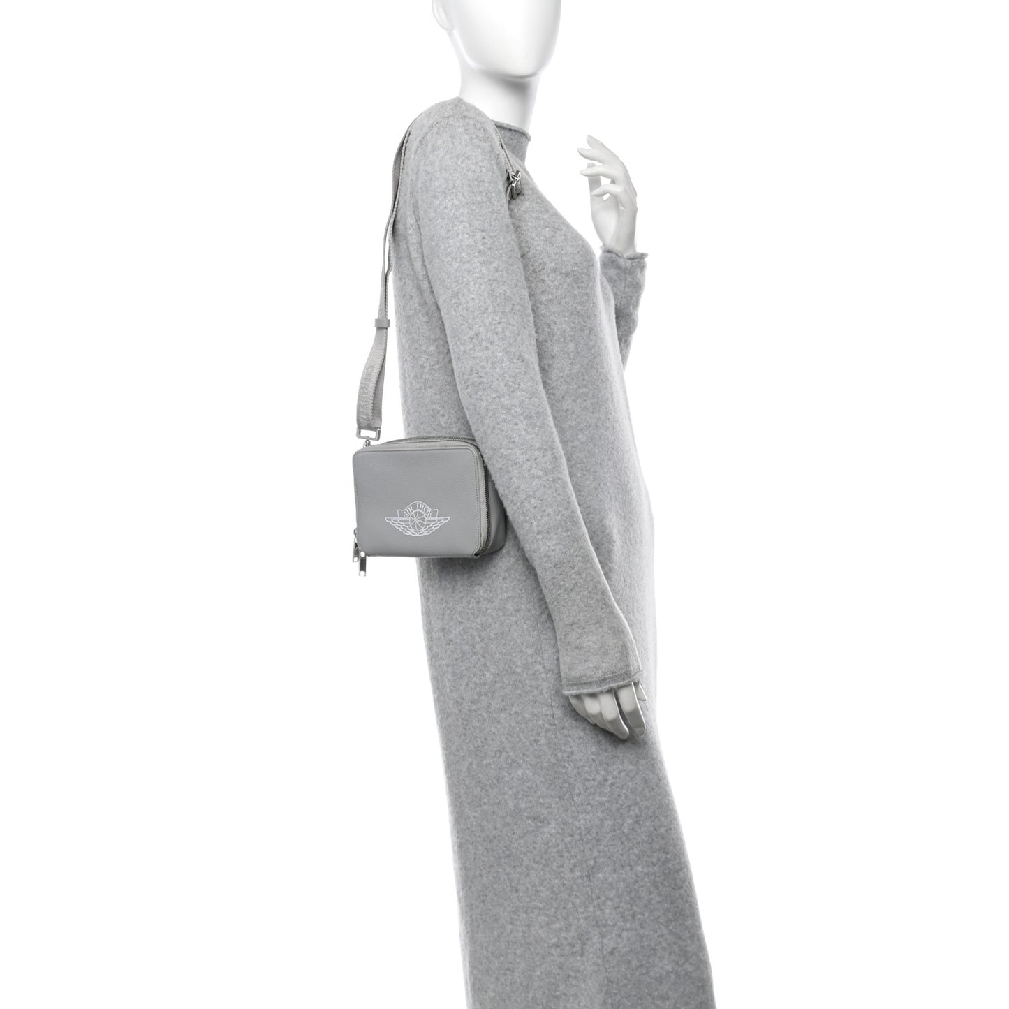 X AIR JORDAN Grained Calfskin Crossbody Grey