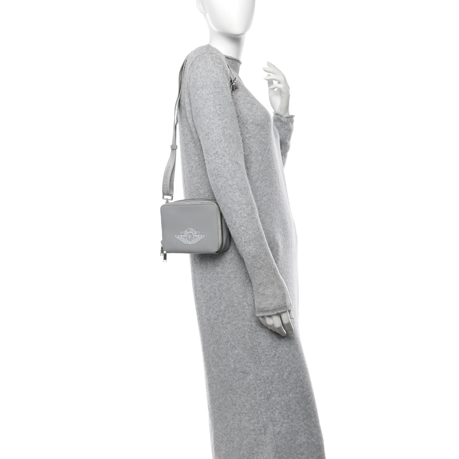 Christian Dior X AIR JORDAN Grained Calfskin Crossbody Grey 2 of 14