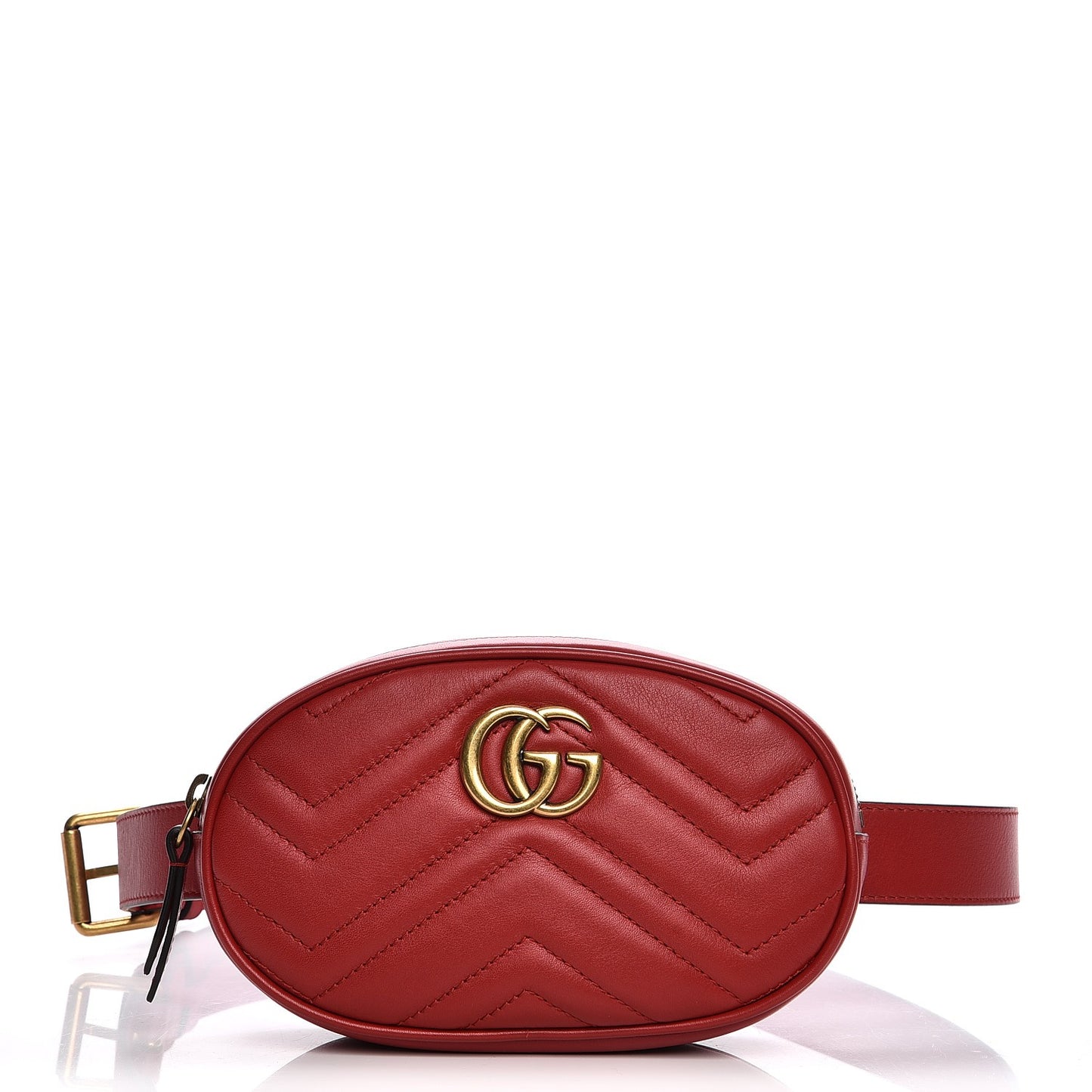 Calfskin Matelasse GG Marmont Belt Bag 95 38 Hibiscus Red
