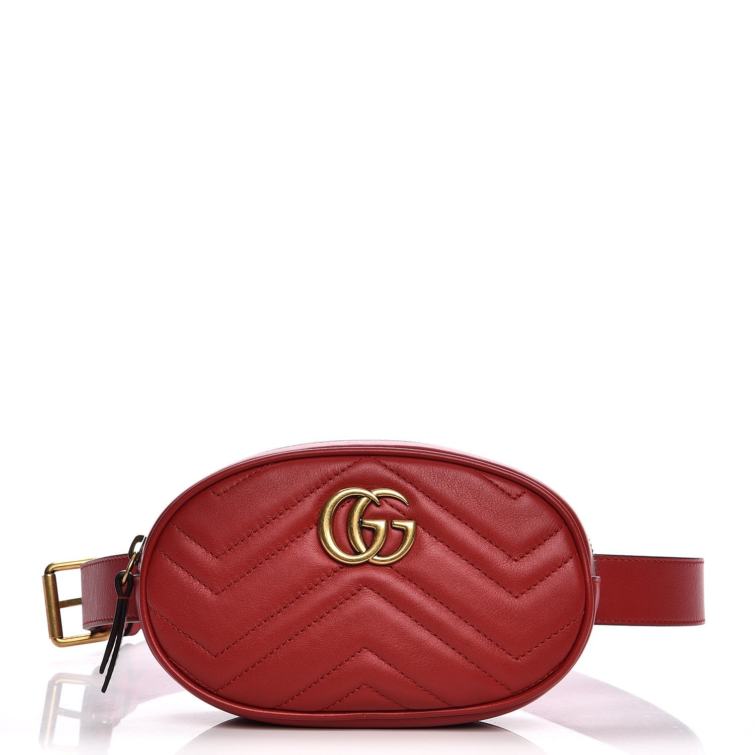 Gucci Calfskin Matelasse GG Marmont Belt Bag 95 38 Hibiscus Red 1 of 9