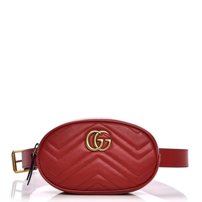 Gucci Calfskin Matelasse GG Marmont Belt Bag 95 38 Hibiscus Red 1 of 9