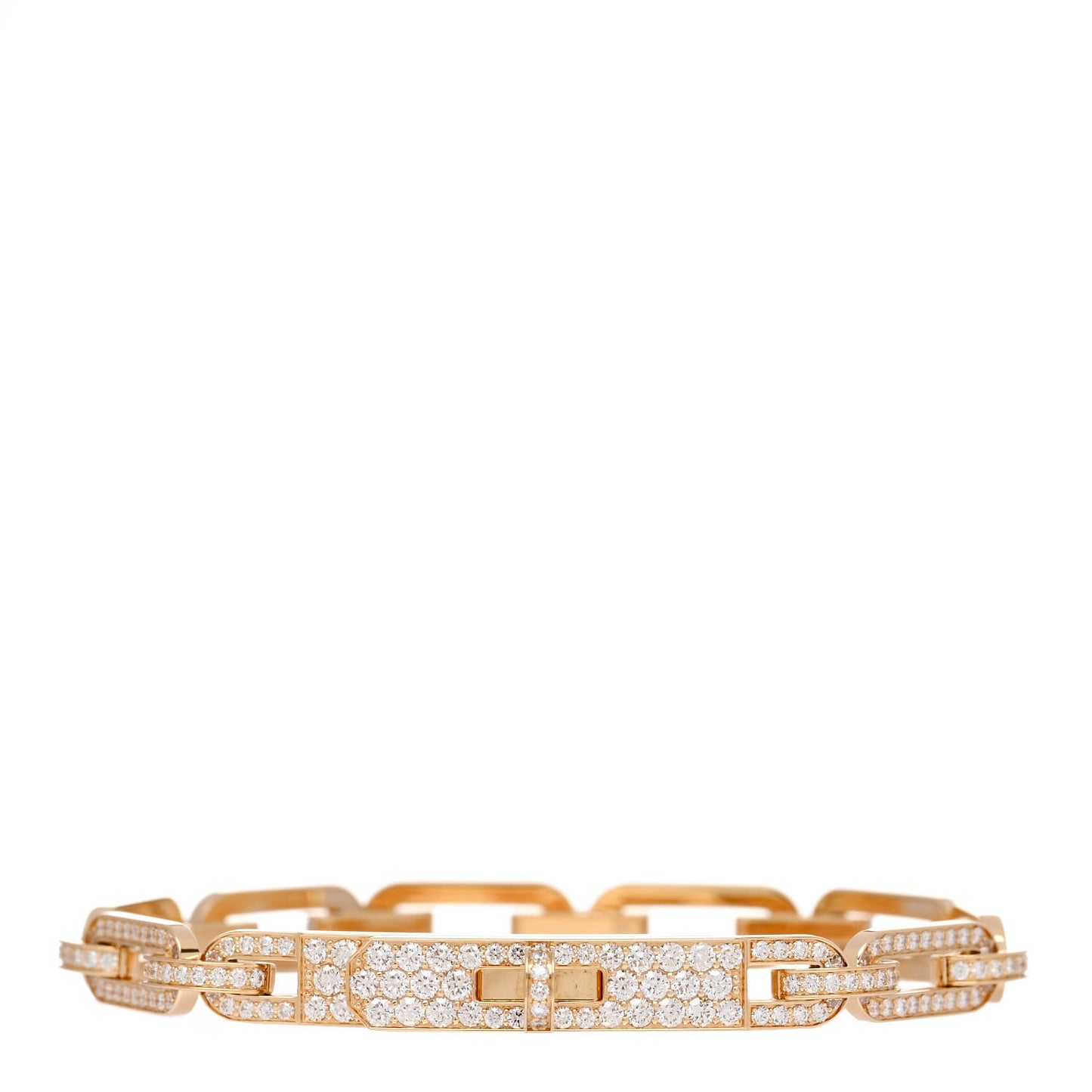 18K Yellow Gold Diamond Full Pave PM Kelly Chaine Bracelet XS
