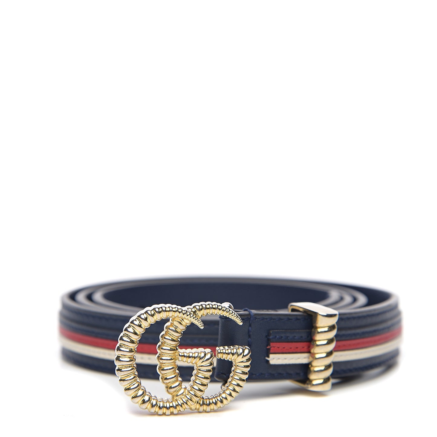 Calfskin Sylvie Stripe Torchon Double G 20mm Belt 90 36 Maritime Hibiscus Red Mystic White