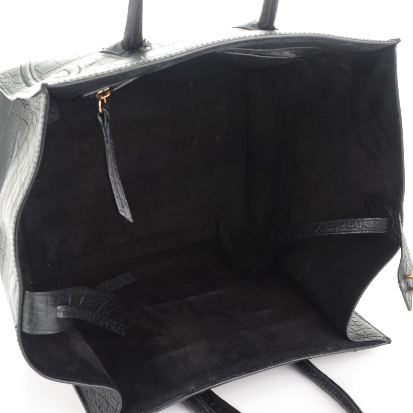 Crocodile Embossed Calfskin Medium Phantom Luggage Black