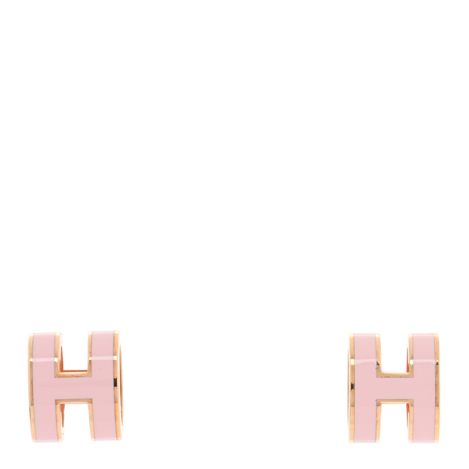 Hermes Rose Gold Lacquered Mini Pop H Earrings Rose Sakura 1 of 4
