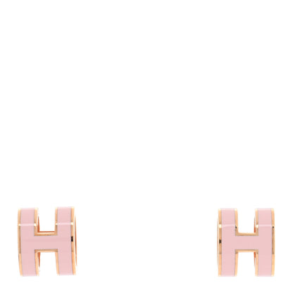 Hermes Rose Gold Lacquered Mini Pop H Earrings Rose Sakura 1 of 4