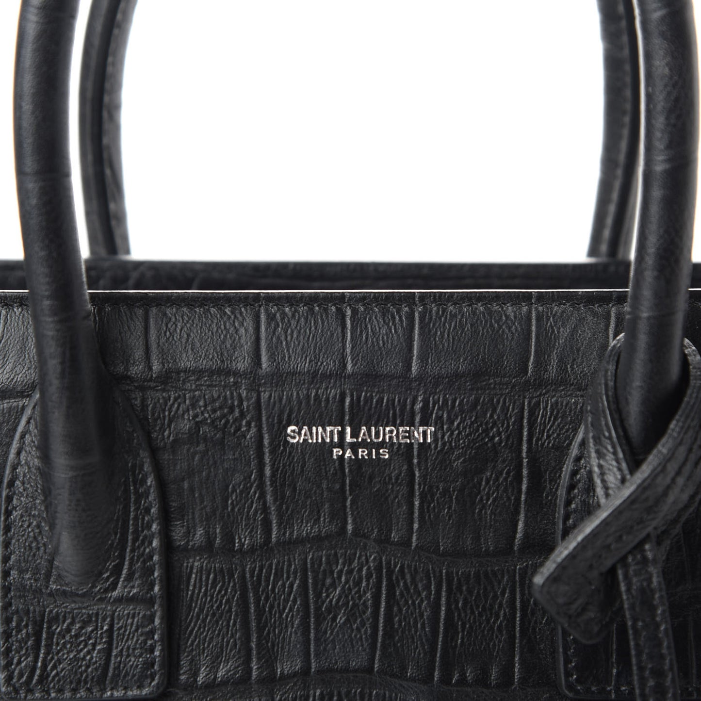 Calfskin Crocodile Embossed Baby Sac De Jour Black