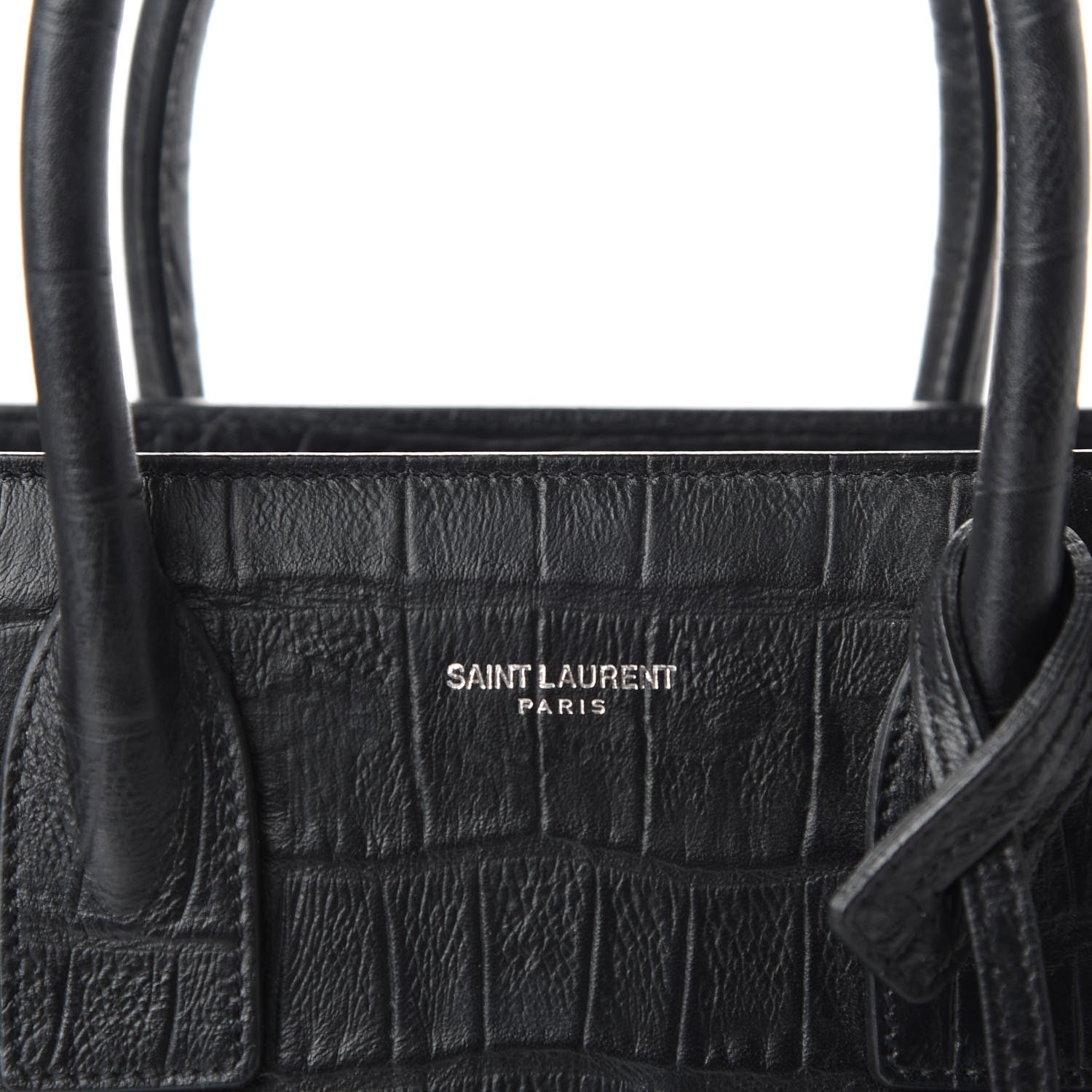 Saint Laurent Calfskin Crocodile Embossed Baby Sac De Jour Black 9 of 9