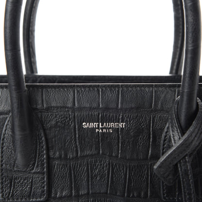 Saint Laurent Calfskin Crocodile Embossed Baby Sac De Jour Black 9 of 9