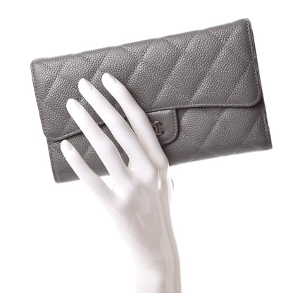 Chanel Caviar Quilted Large Flap Wallet Grey 2 of 12