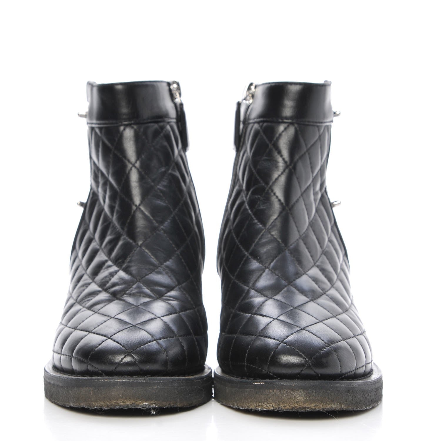 Chanel Calfskin Quilted Turnlock Zip Boots 36.5 Black 2 of 10