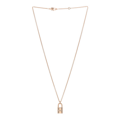 Hermes 18K Rose Gold Diamond Amulettes Cadenas Pendant Necklace 2 of 5