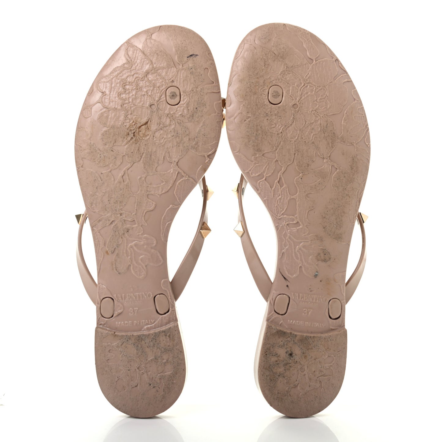 PVC Jelly Rockstud Bow Thong Sandals 37 Poudre