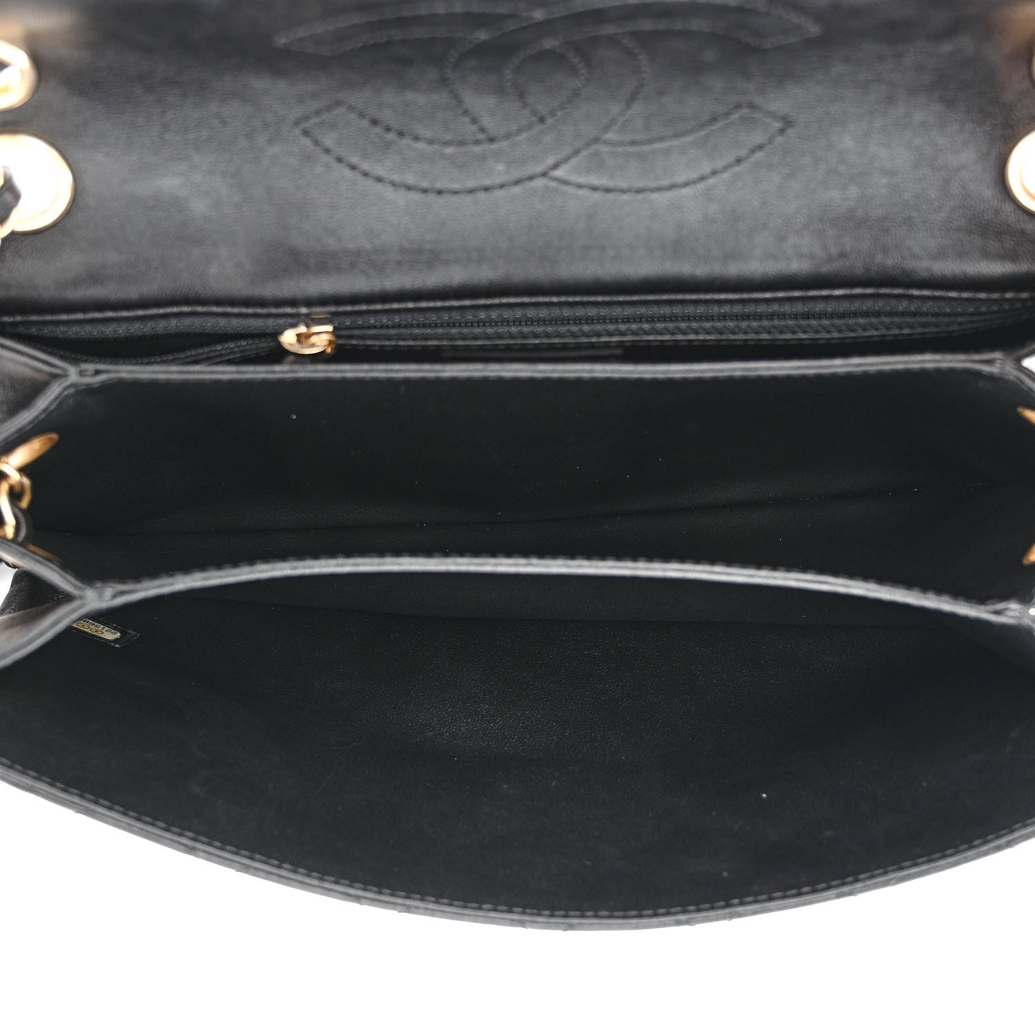 Chanel Lambskin Quilted 3 Pocket Accordion Flap Black 5 of 10