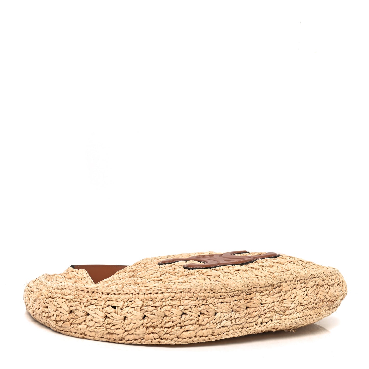 Raffia Calfskin Triomphe Panier Hobo Bag Natural Tan