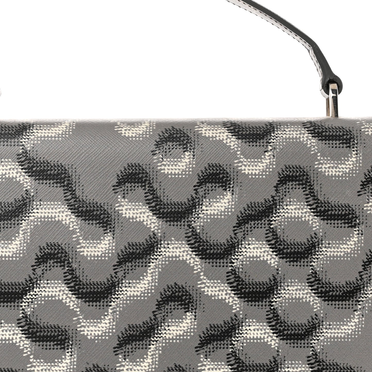 Saffiano Molecule Print Top Handle Flap Bag Ematite