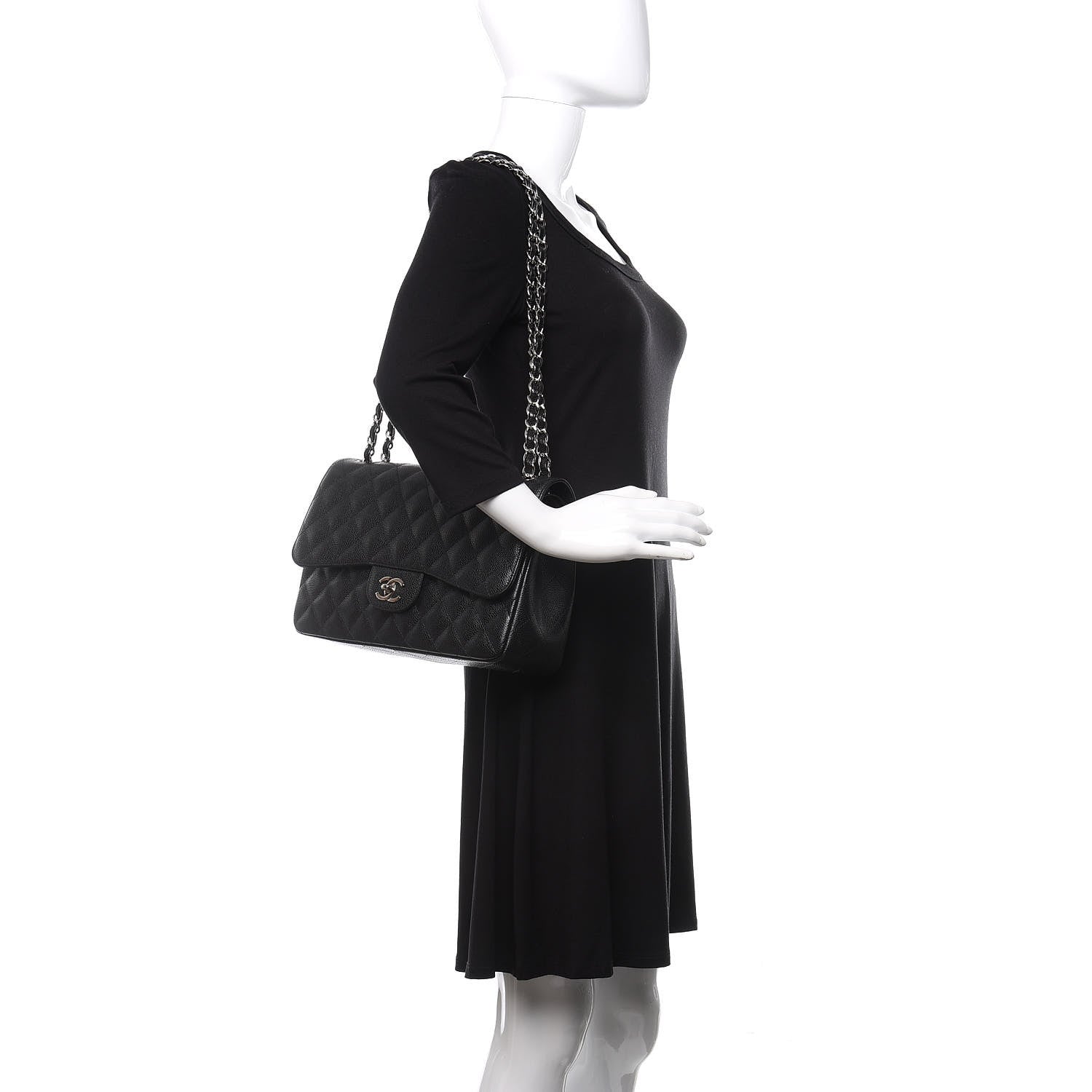 Chanel Caviar Quilted Jumbo Double Flap Black 2 of 11