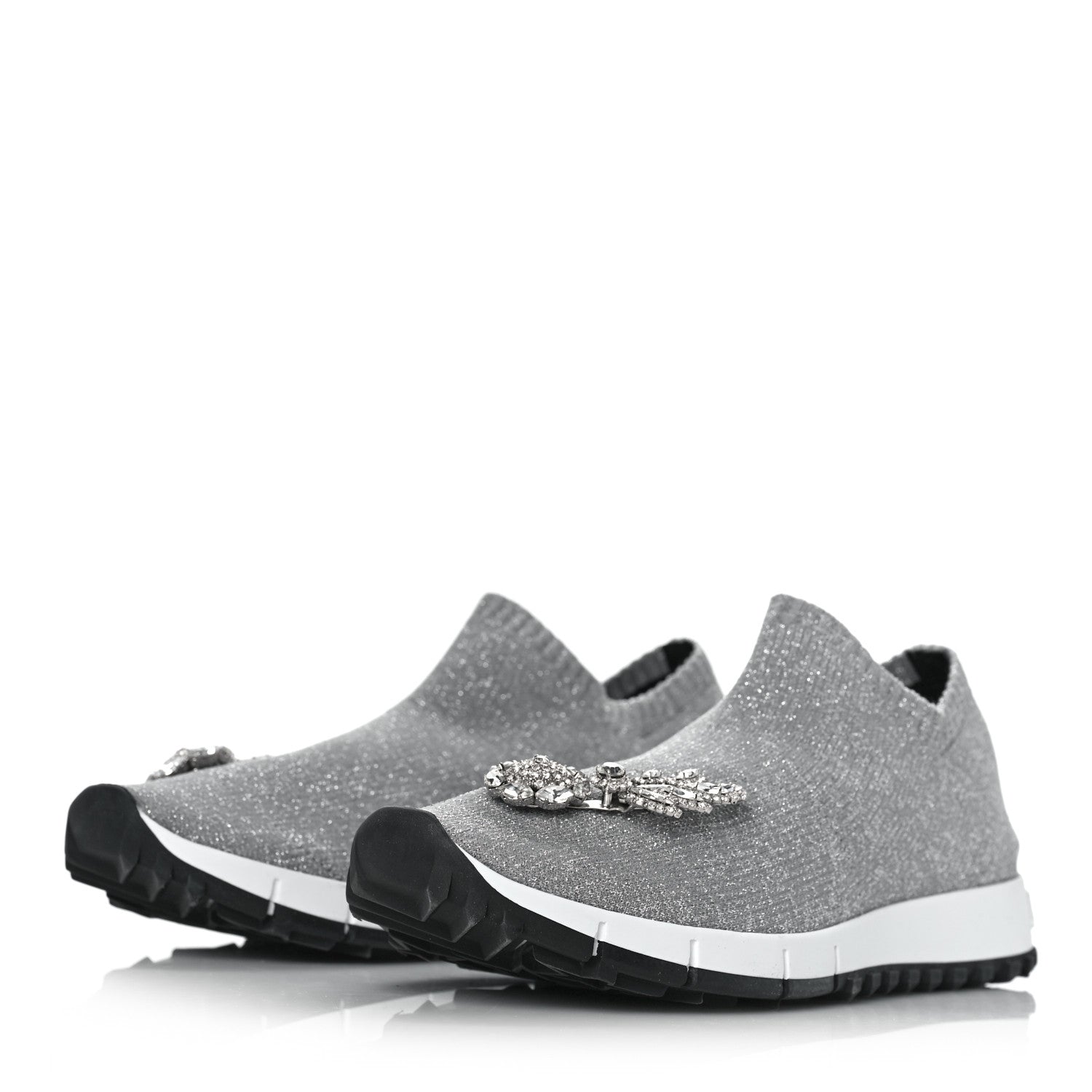 Jimmy Choo Knit Crystal Sneaker 37 Grey 4 of 9