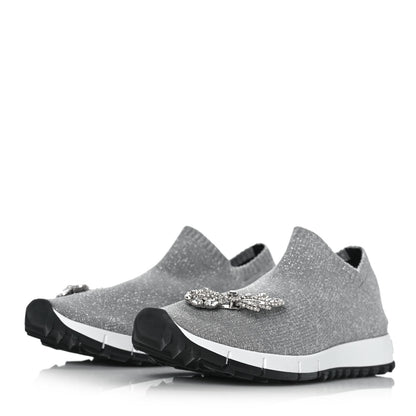 Jimmy Choo Knit Crystal Sneaker 37 Grey 4 of 9