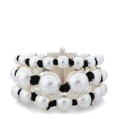 Chanel Pearl Ribbon Multi Strand Bracelet Gold 1 of 5