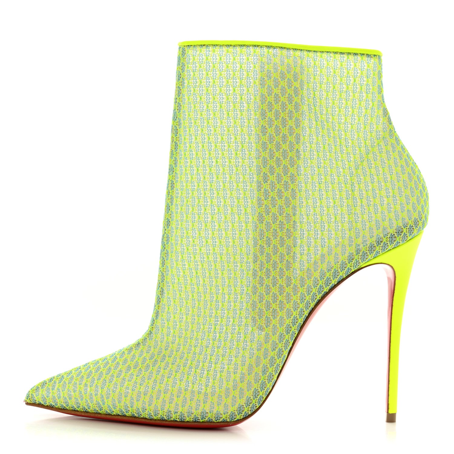 Christian Louboutin Lace Denim Gipsybootie 100 Ankle Boots Jeans 39 Fluo 1 of 12