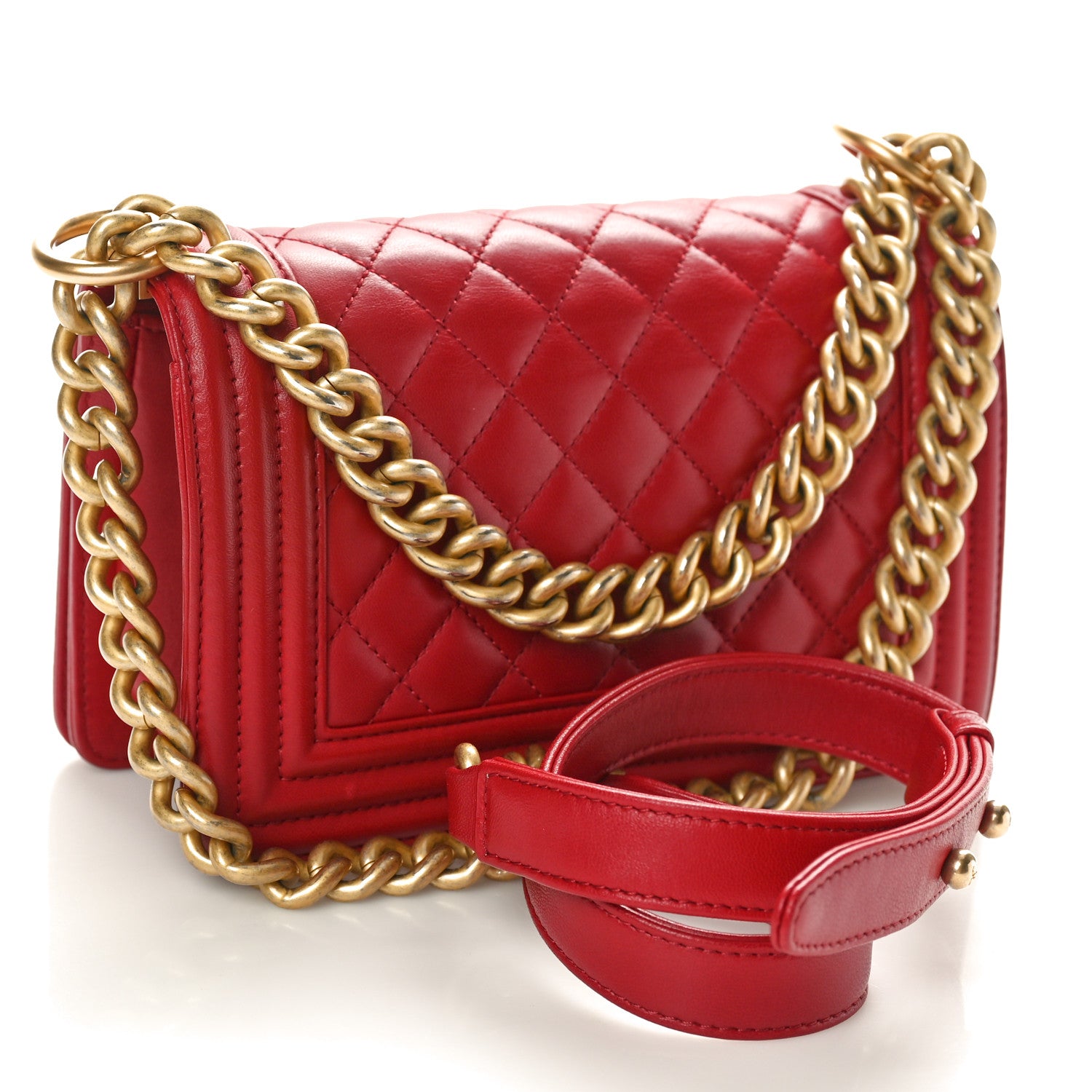 Chanel Lambskin Quilted Small Boy Flap Dark Red 3 of 10