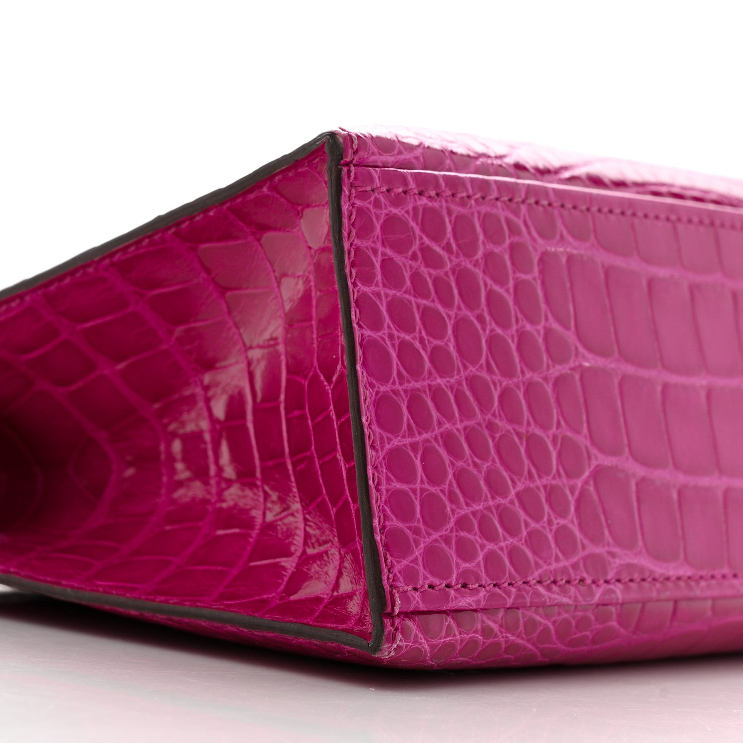 Hermes Shiny Alligator Kelly Pochette Rose Scheherazade 9 of 14