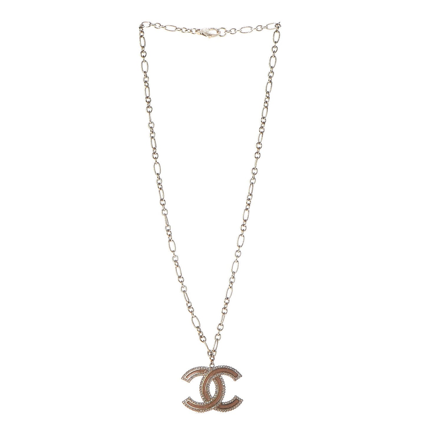 Enamel Crystal CC Necklace Gold
