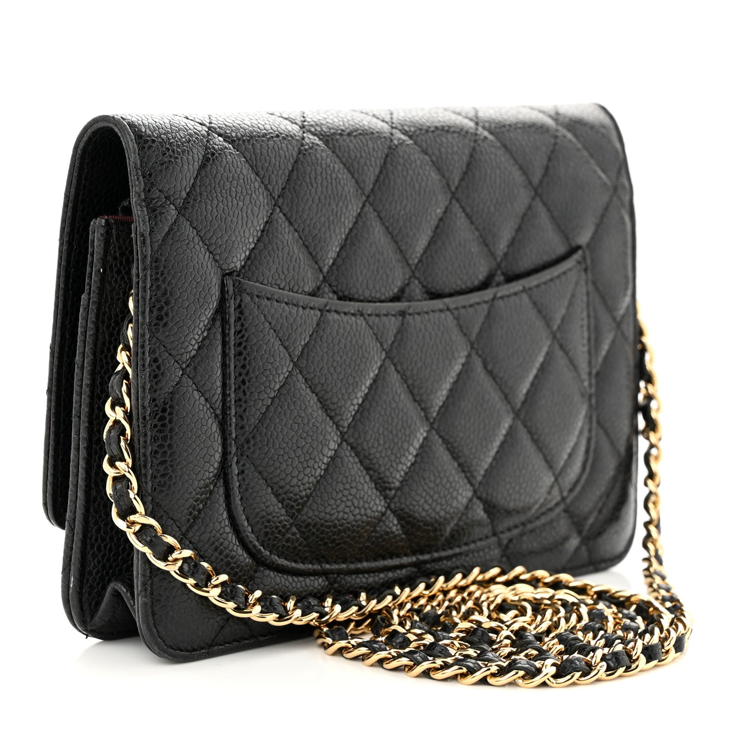 Caviar Quilted Wallet On Chain WOC Black