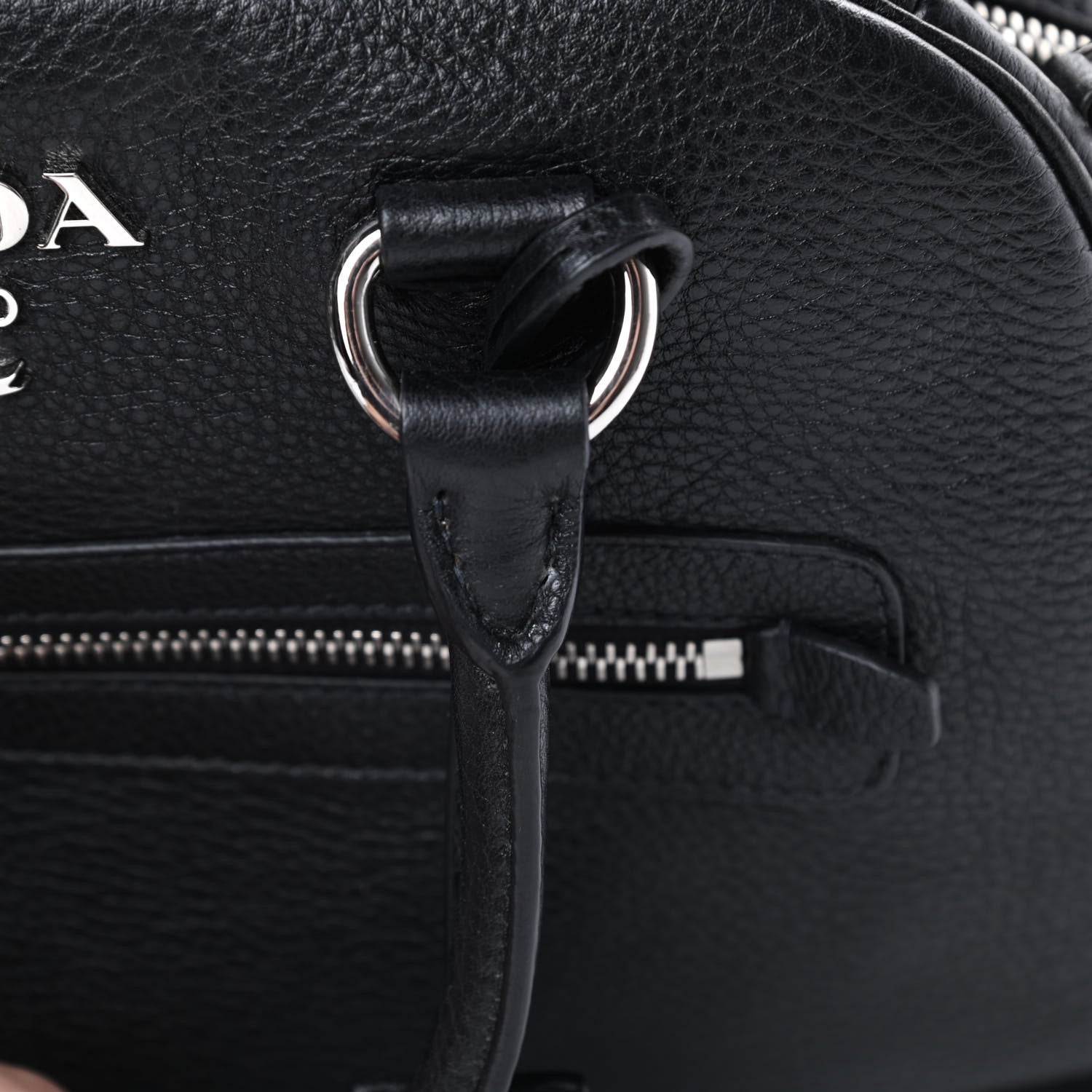 Prada Vitello Daino Dome Satchel Black 12 of 14