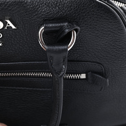 Prada Vitello Daino Dome Satchel Black 12 of 14