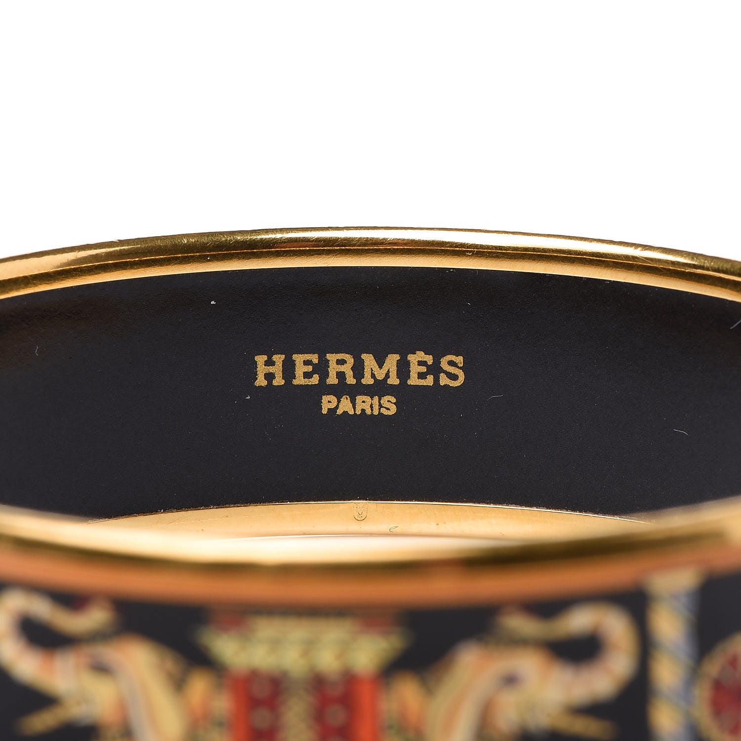 Hermes Enamel Printed Elephant Torana Wide Bracelet 70 Black 4 of 5