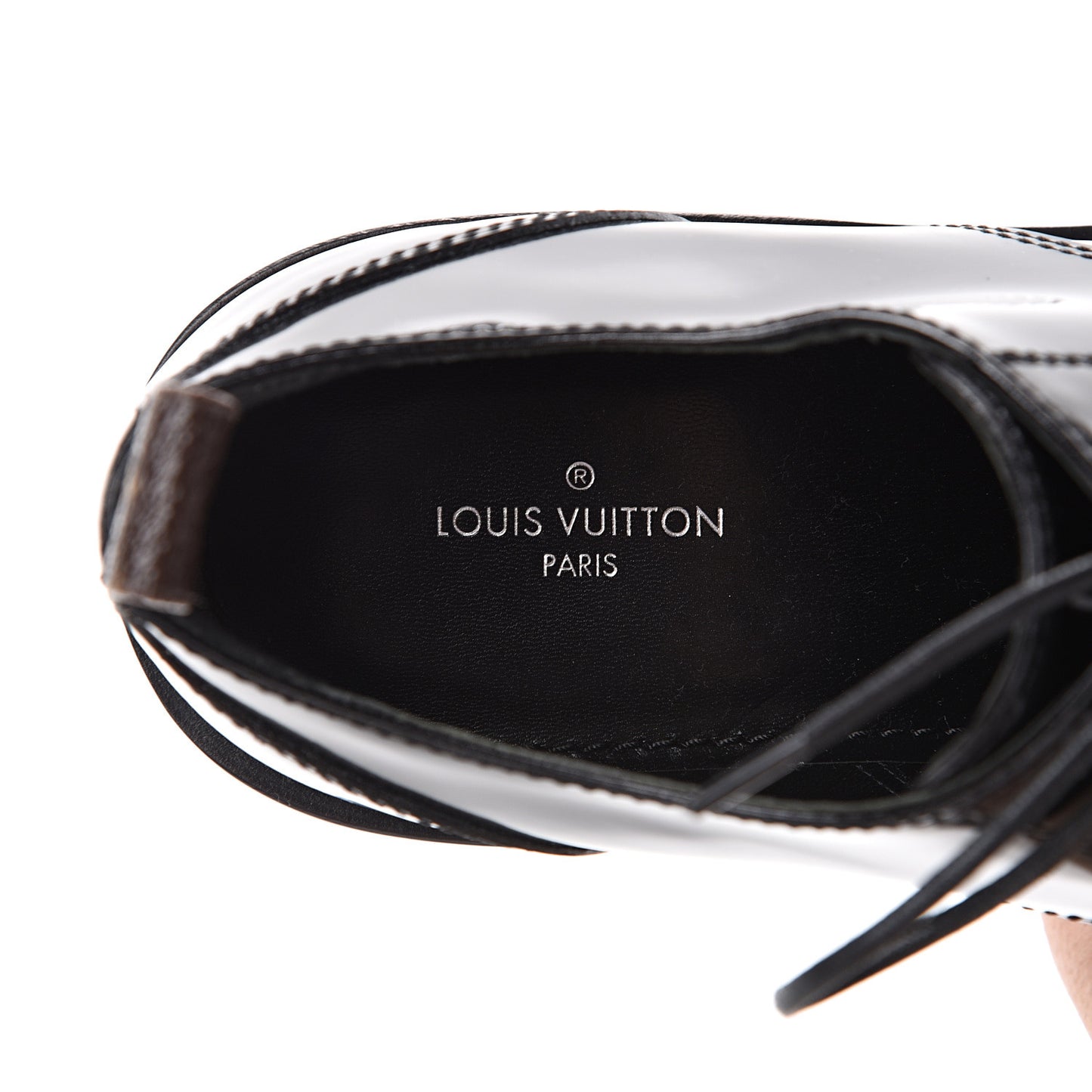 Patent Calfskin Blooms Flat Derby Platform Shoes 35 Black