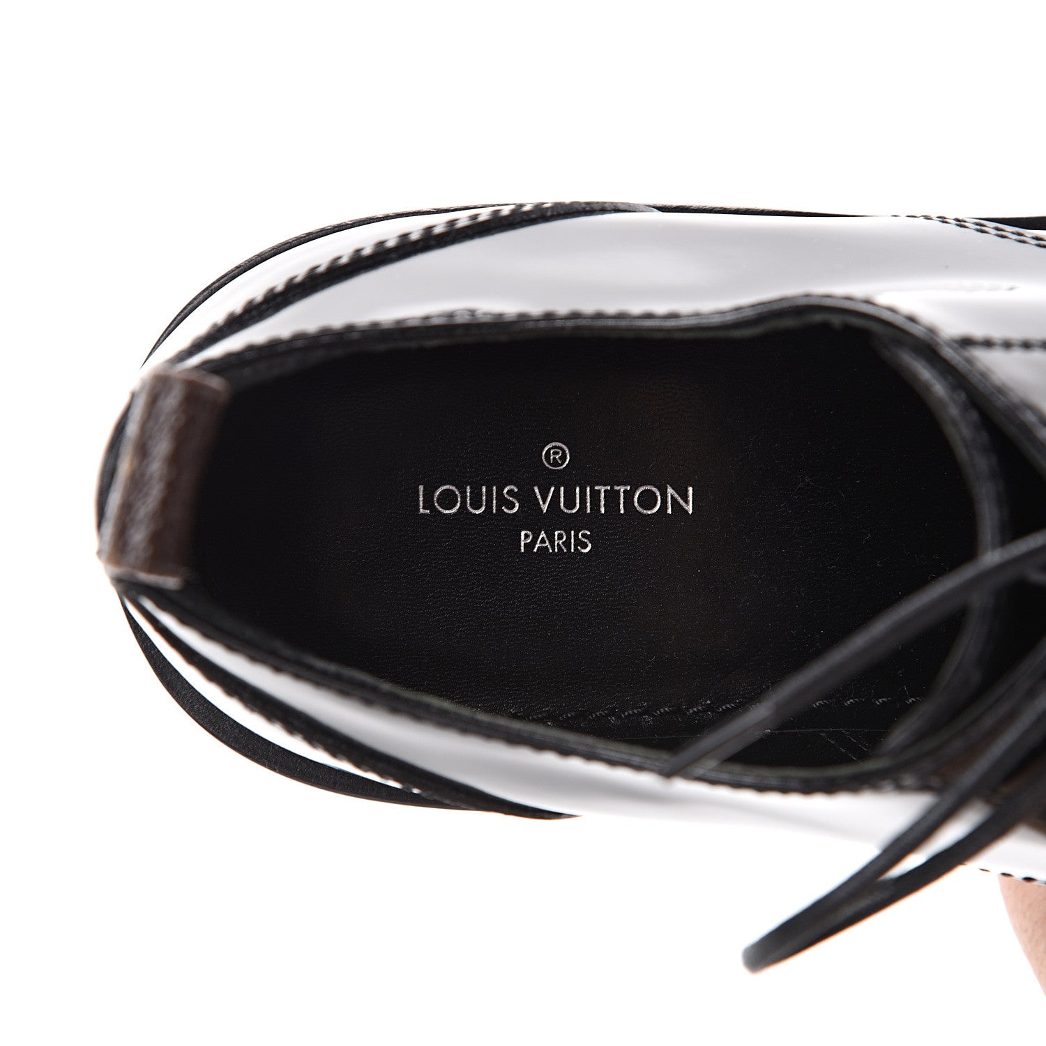 Louis Vuitton Patent Calfskin Blooms Flat Derby Platform Shoes 35 Black 7 of 8