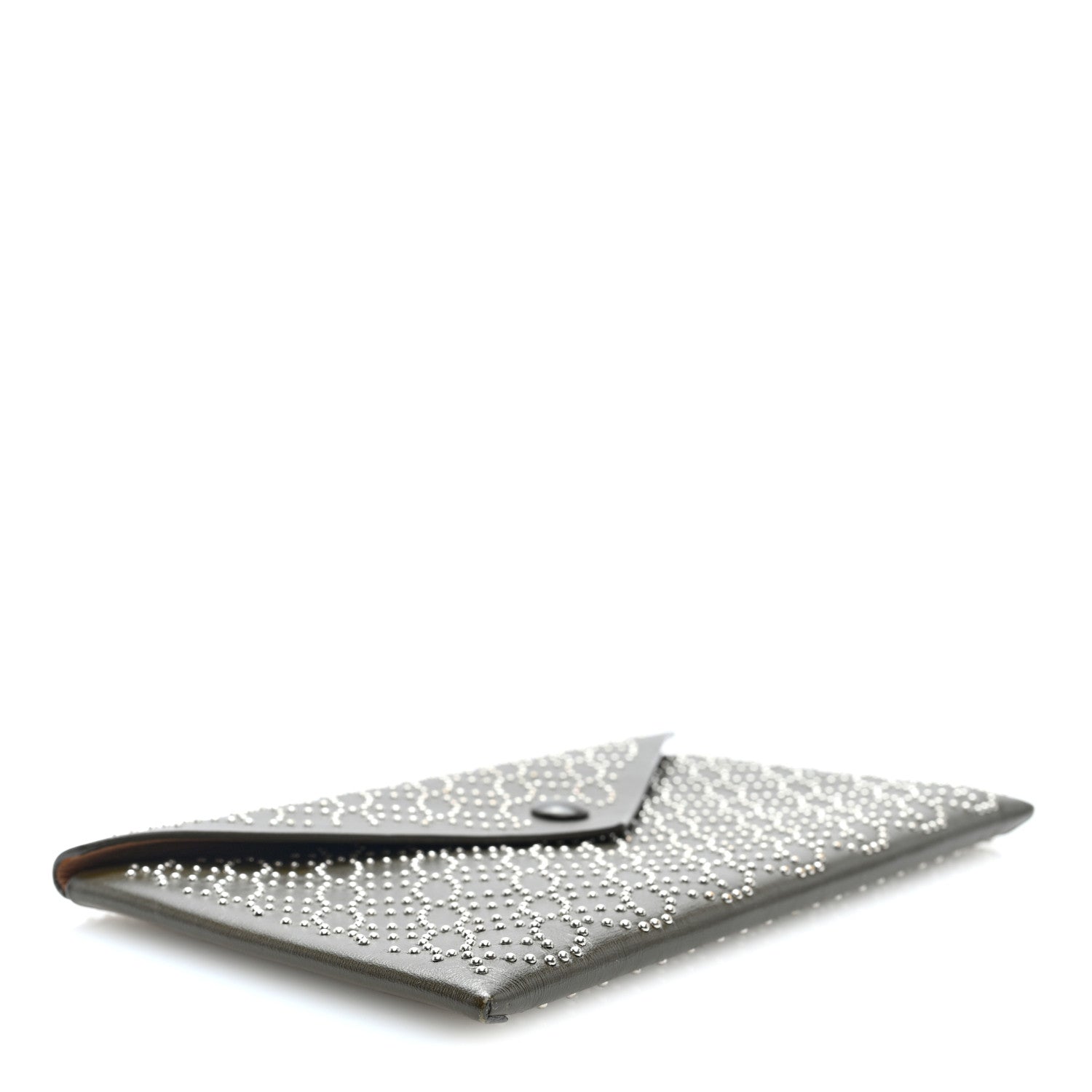 Alaia Calfskin Arabesque Studded Small Louise Envelope Clutch Olive 4 of 6