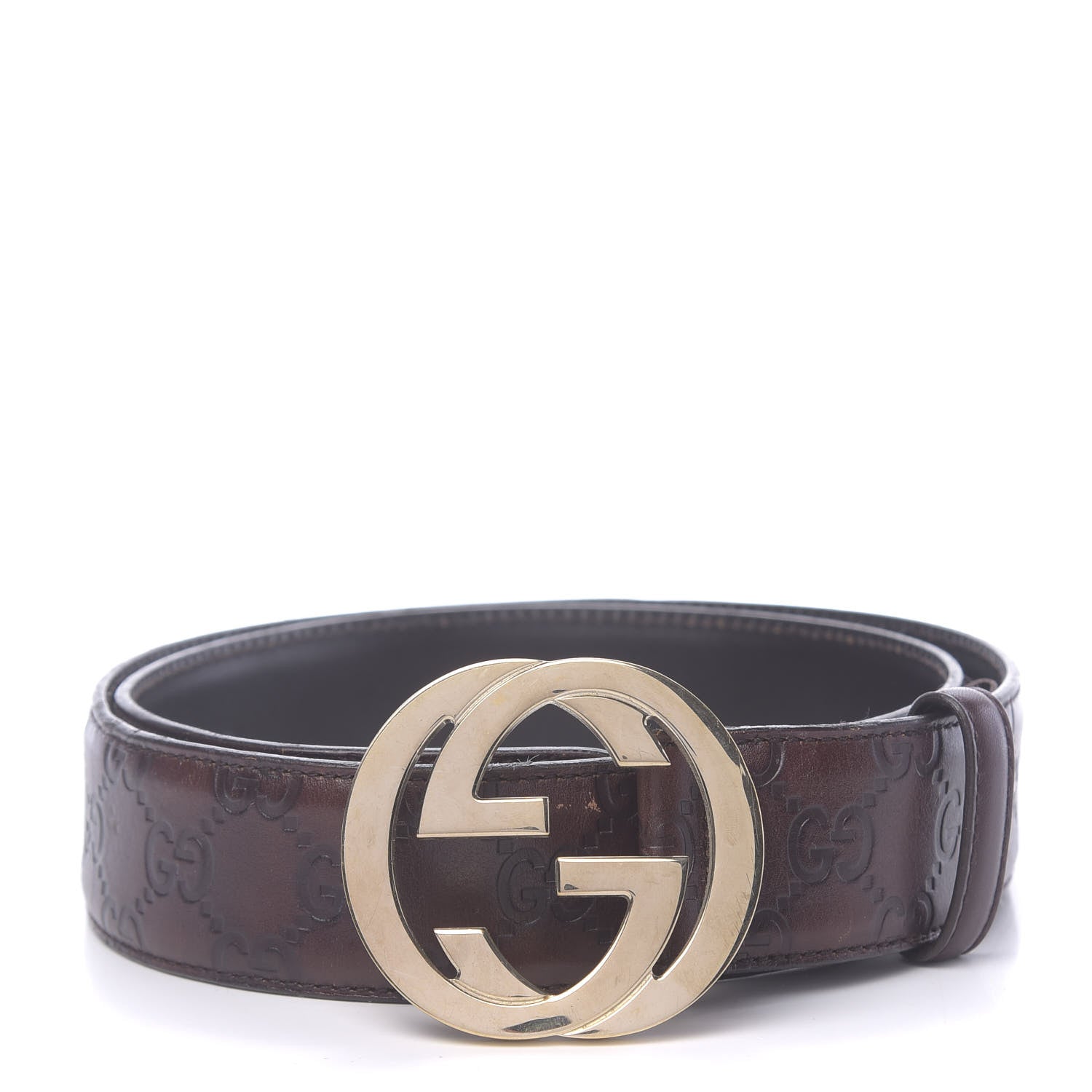 Gucci Guccissima Interlocking G 40mm Belt 85 34 Dark Brown 1 of 6